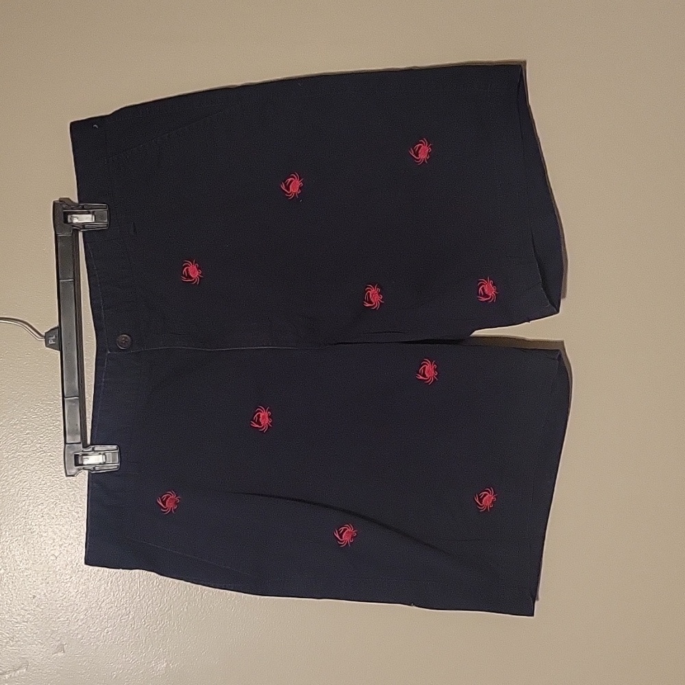 Chaps‎ Chino Shorts Men 40 Blue Lobster Print Flat Front Classic 9"